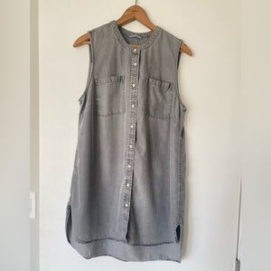 Long button up short sleeve top